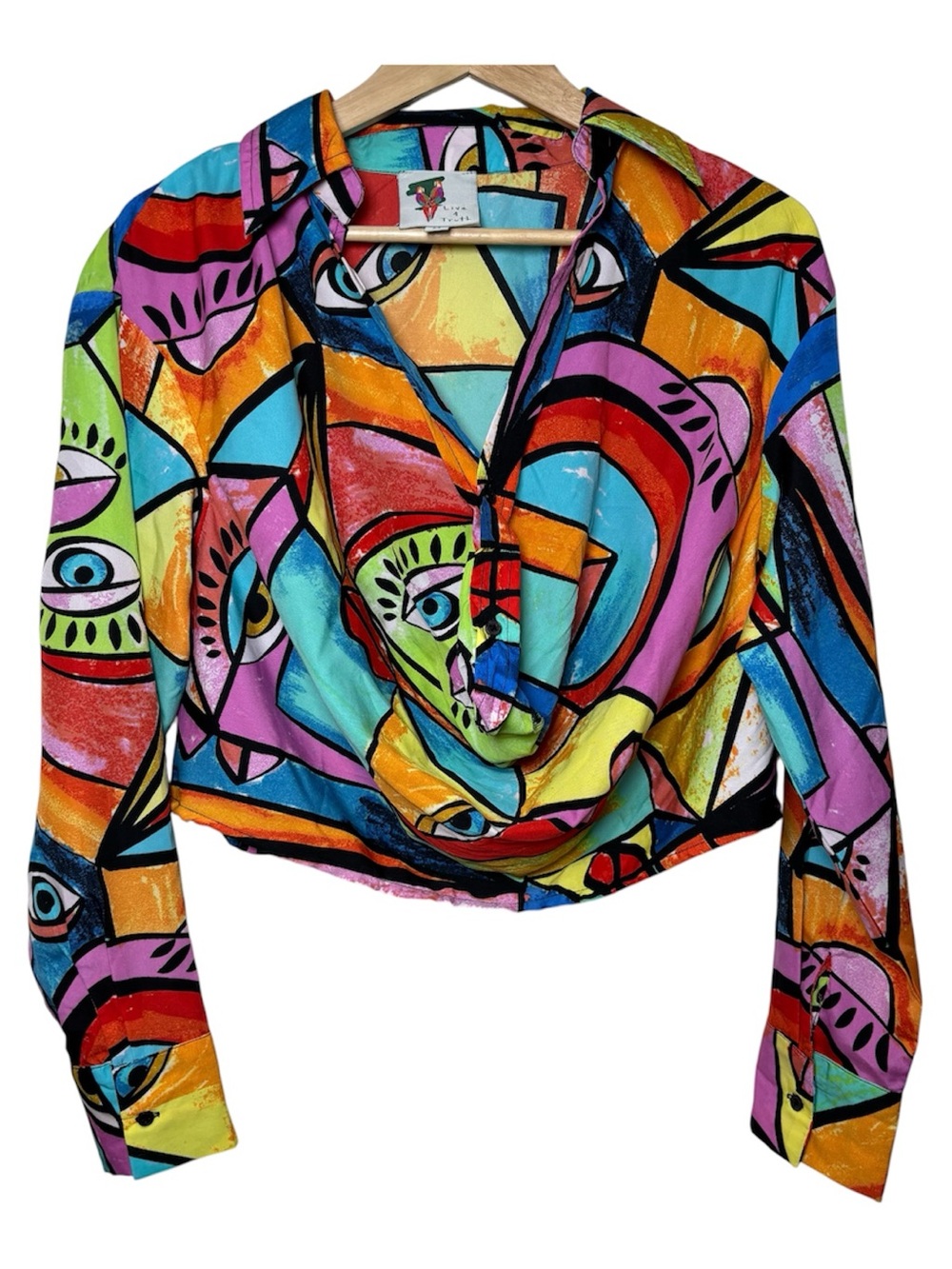 Live 4 Truth Blouse Tunic Top Medium Abstract Art Colorful Bright Eye Eclectic